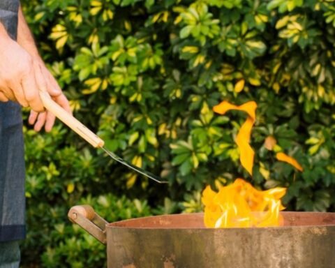 Fire pit flush in the garden